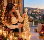 Albero di natale cono gold con 400 led e stella | rohome