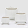 Edg - Vaso cachepot con piatto in ceramica bianco | Rohome