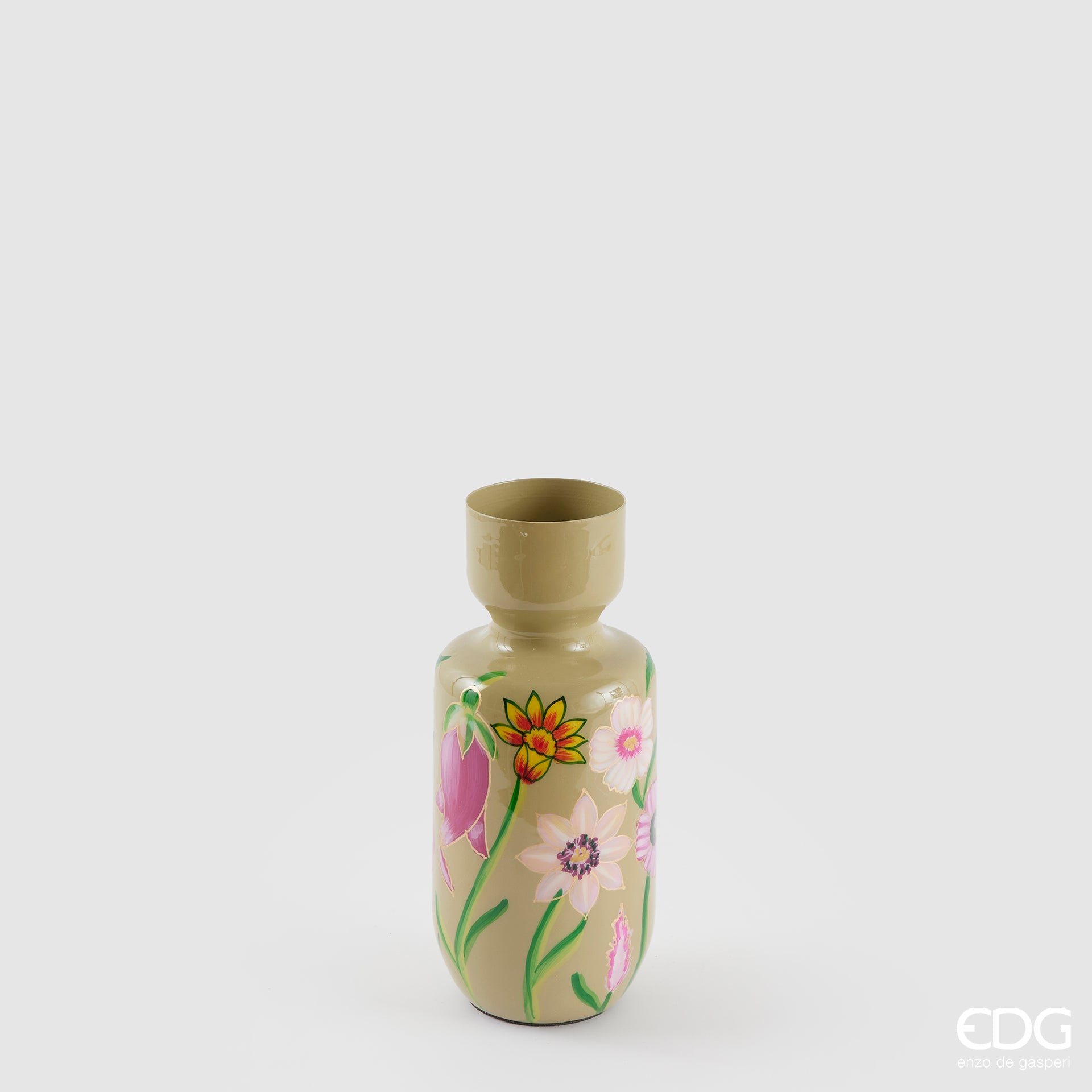 Edg - Vaso in metallo floreale per interni verde piccolo | Rohome