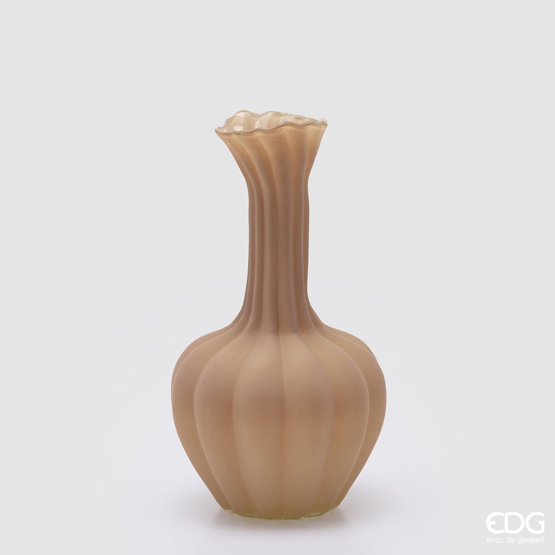 Edg - Vaso flow sinuoso in vetro marrone lungo H.31cm | Rohome