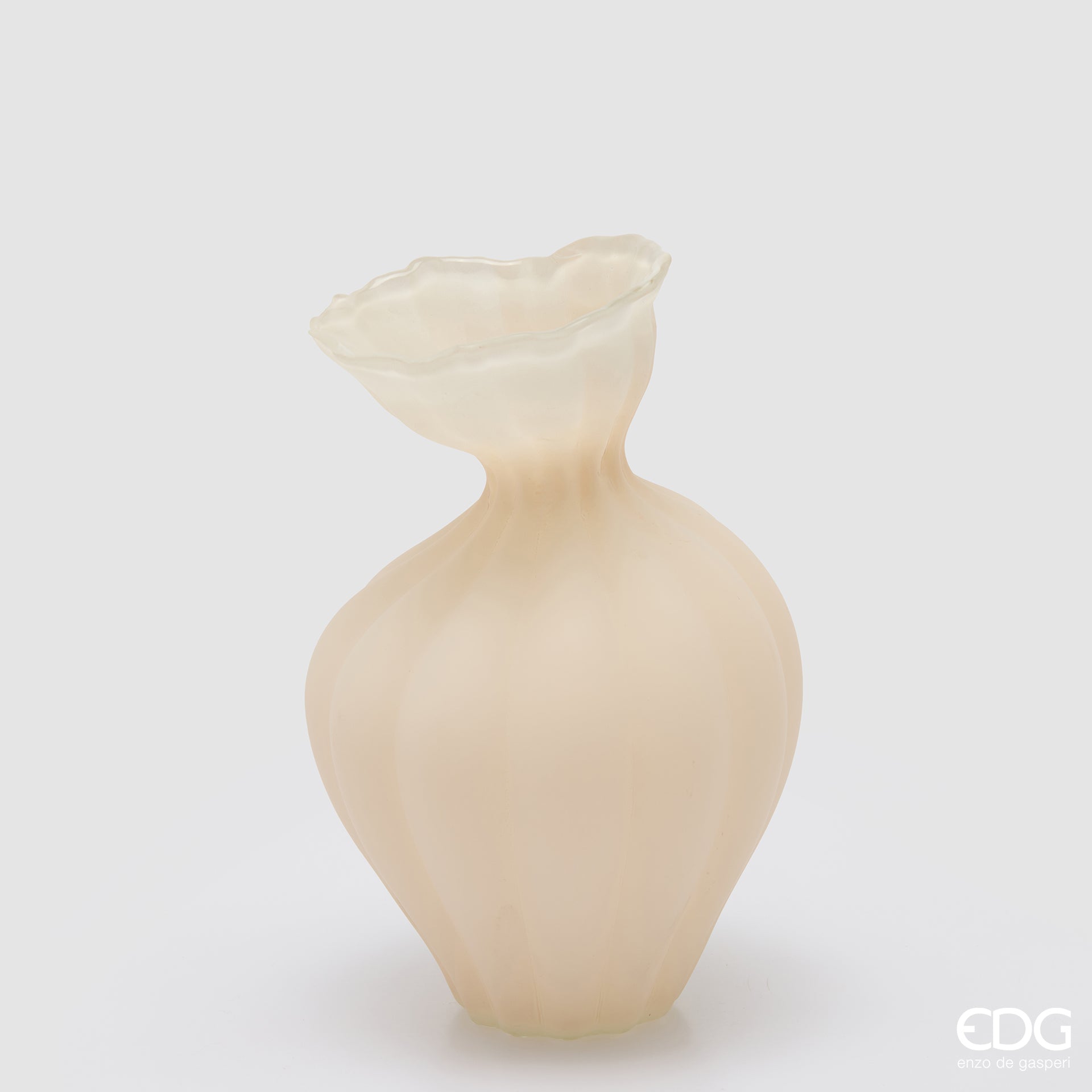 Edg - Vaso flow sinuoso in vetro beige H.30.5cm | Rohome