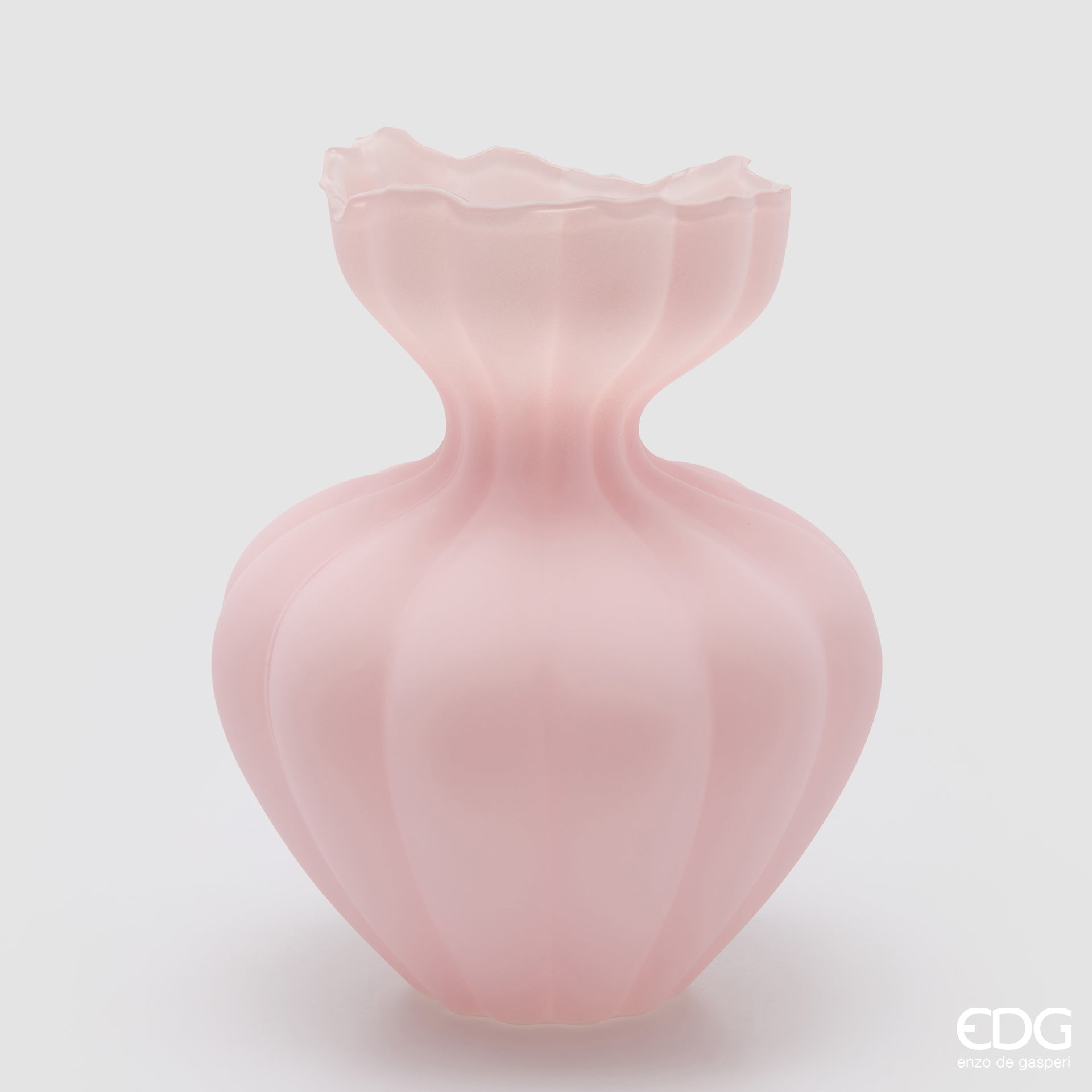 Edg -Vaso flow sinuoso in vetro rosa h.32cm | Rohome