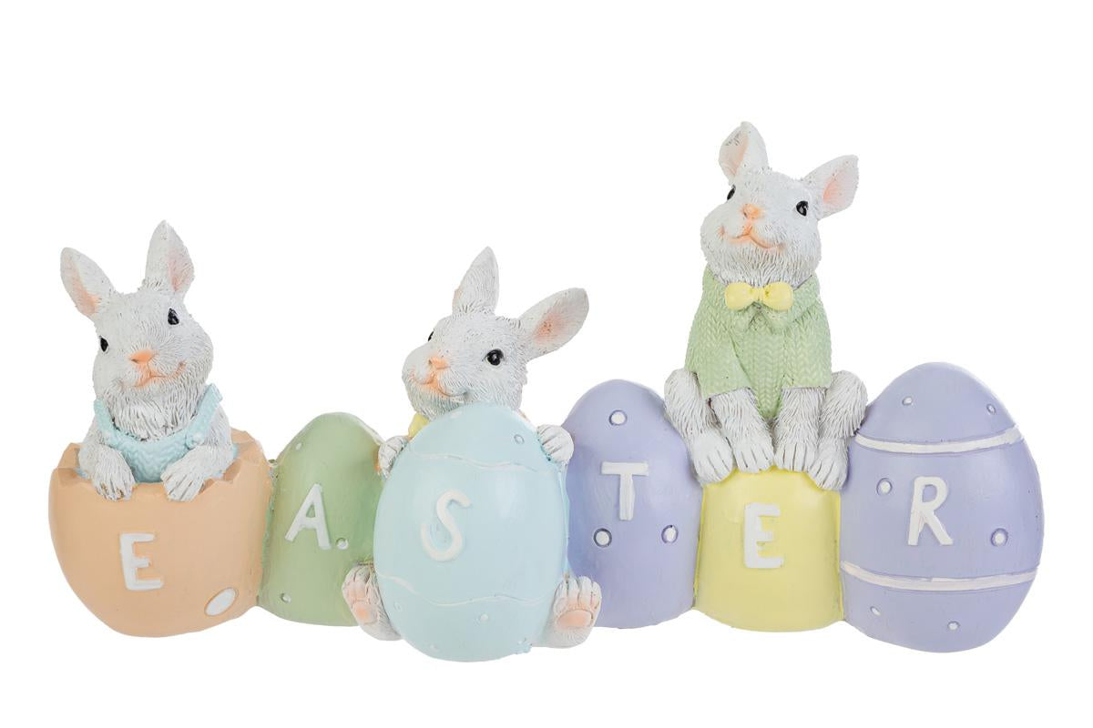 Scritta Pasqua con coniglietti e uova Happy Easter| Rohome