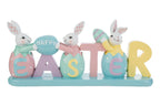 Decorazione scritta pasqua in resina con conigli | Rohome