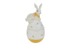 Scatola a forma di uovo con coniglio pasquale in resina h.20cm | Rohome