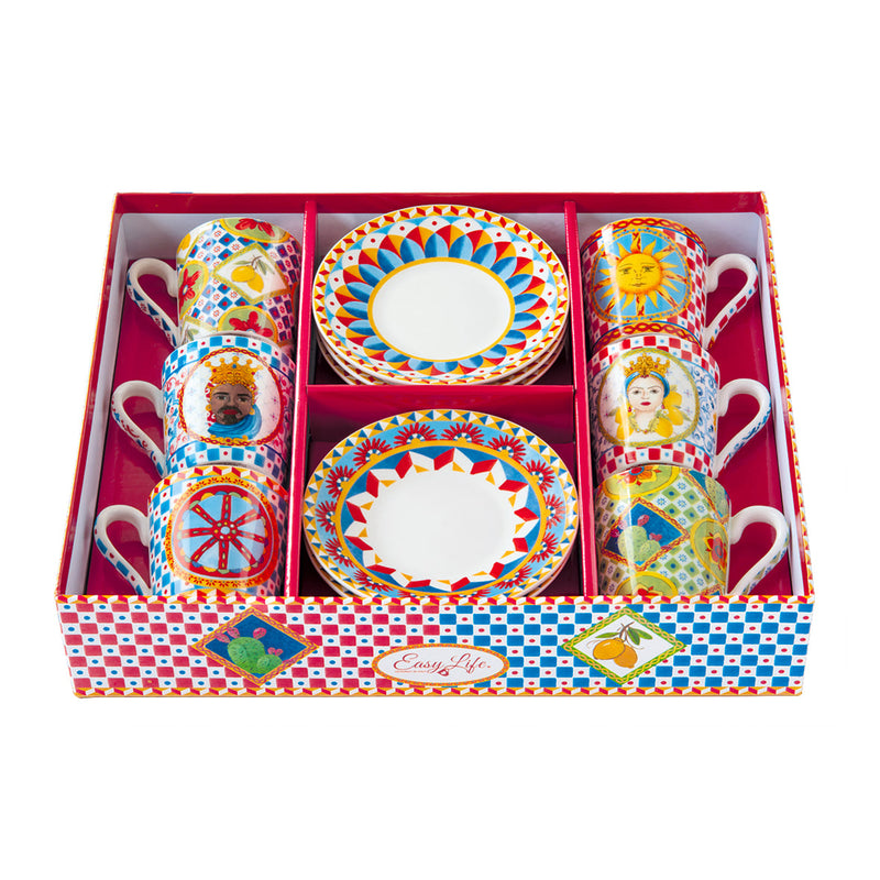 Set 6 Tazzine Espresso 100ml con piattini Sicily | Rohome