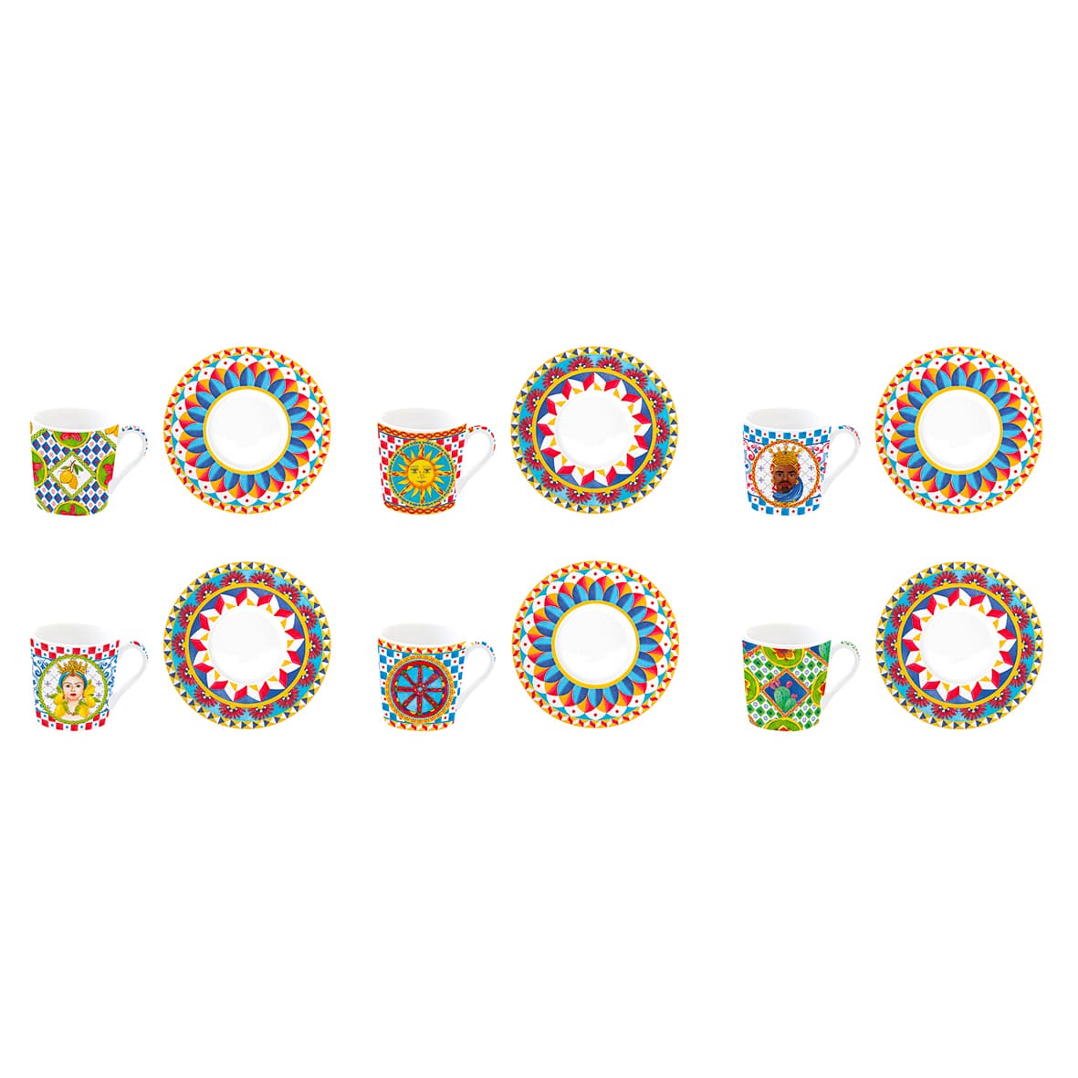 Set 6 Tazzine Espresso 100ml con piattini Sicily | Rohome