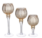 Set 3 portacandela a calice gold in vetro | Rohome