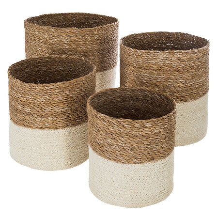 Cesto coprivaso marrone e base bianco | rohome
