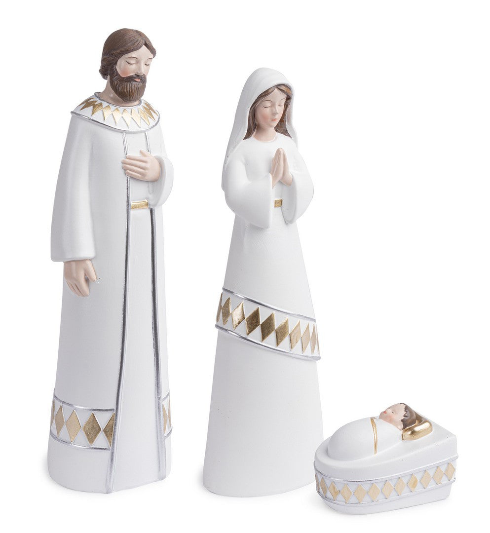 Natività moderna in resina bianca ed oro | Rohome