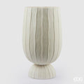 Edg - Vaso a righe bombato con piede h60 | Rohome