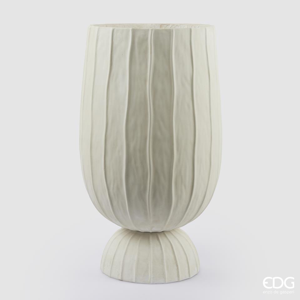Edg - Vaso a righe bombato con piede h60 | Rohome