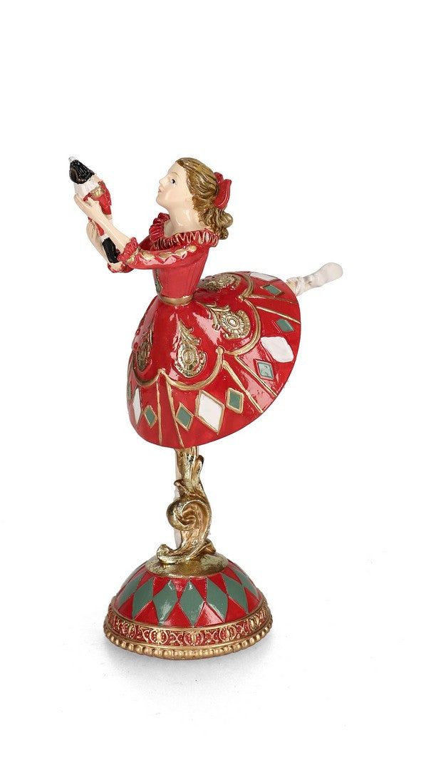 Ballerina natalizia h 21,3cm bianco ed oro | Rohome
