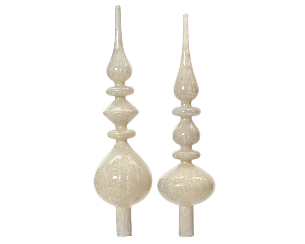 Puntale albero di natale in vetro bianco stile antico | rohome
