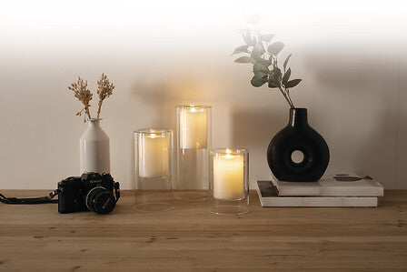 Set di 3 candele a LED con contenitore in vetro | Rohome