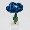 Pianta Peonia in ceramica colore jeans su base cubo h.18cm | Rohome