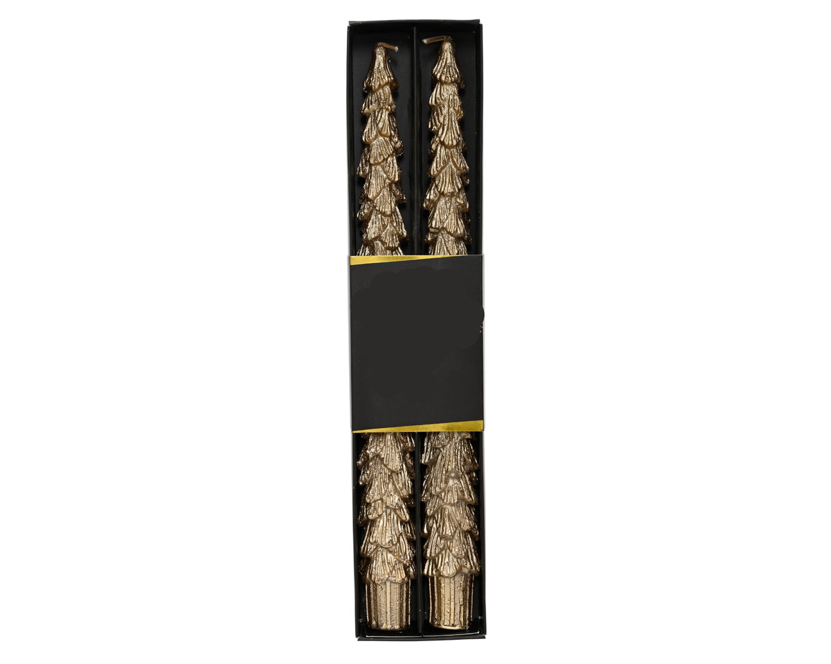 Set 2 candele a forma di albero di natale oro | rohome