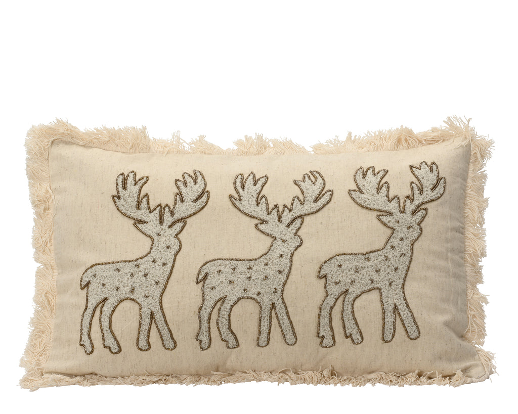 Cuscino Natalizio rettangolare beige con cervi | Rohome