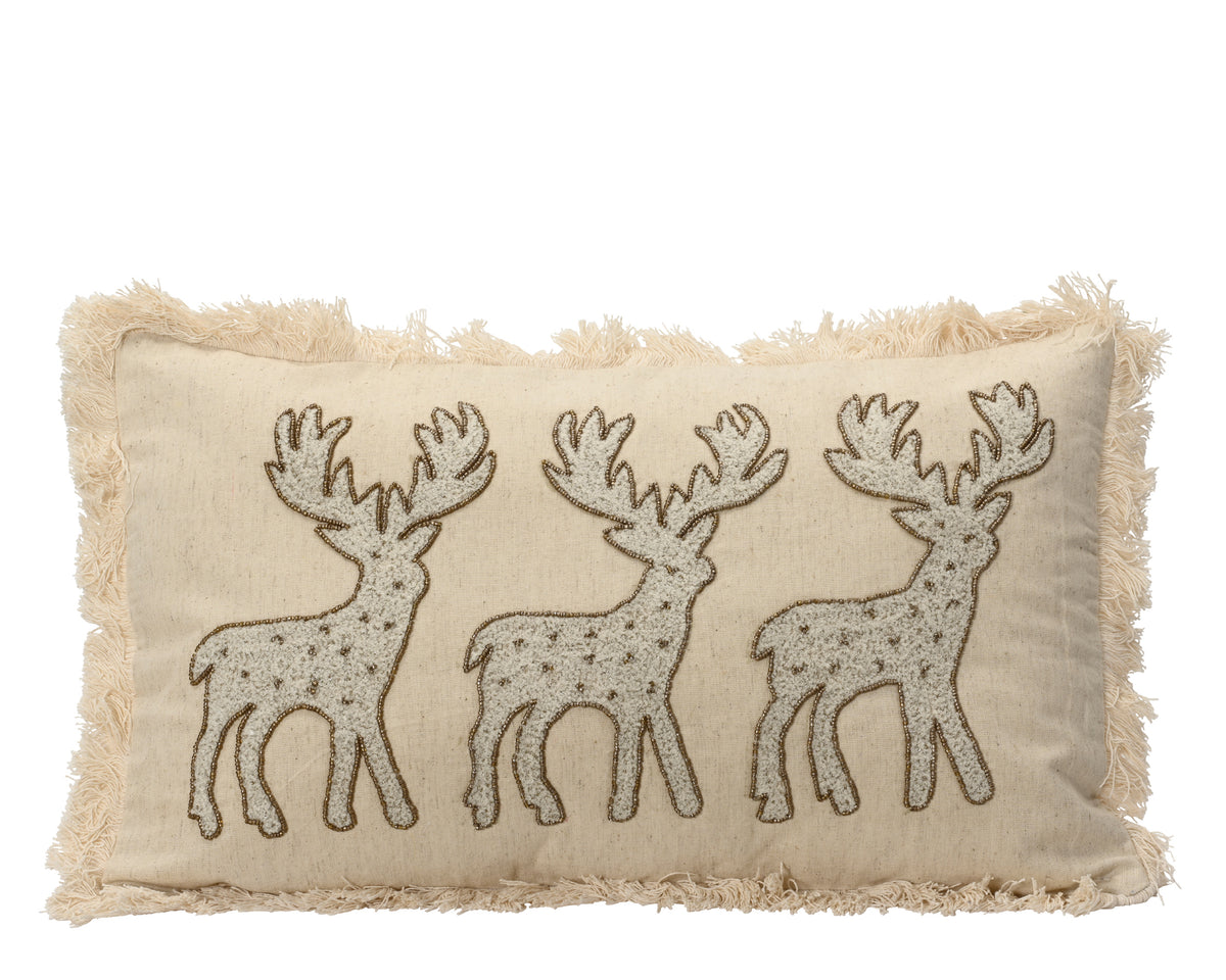 Cuscino Natalizio rettangolare beige con cervi | Rohome