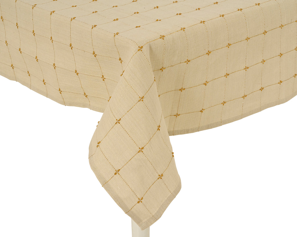 Tovaglia di cotone con lurex dorato e cuciture | Rohome