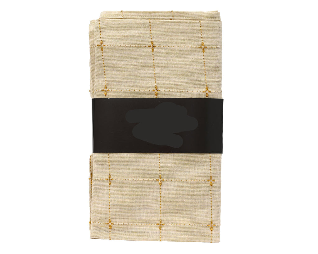 Runner di cotone con lurex dorato e cuciture | Rohome