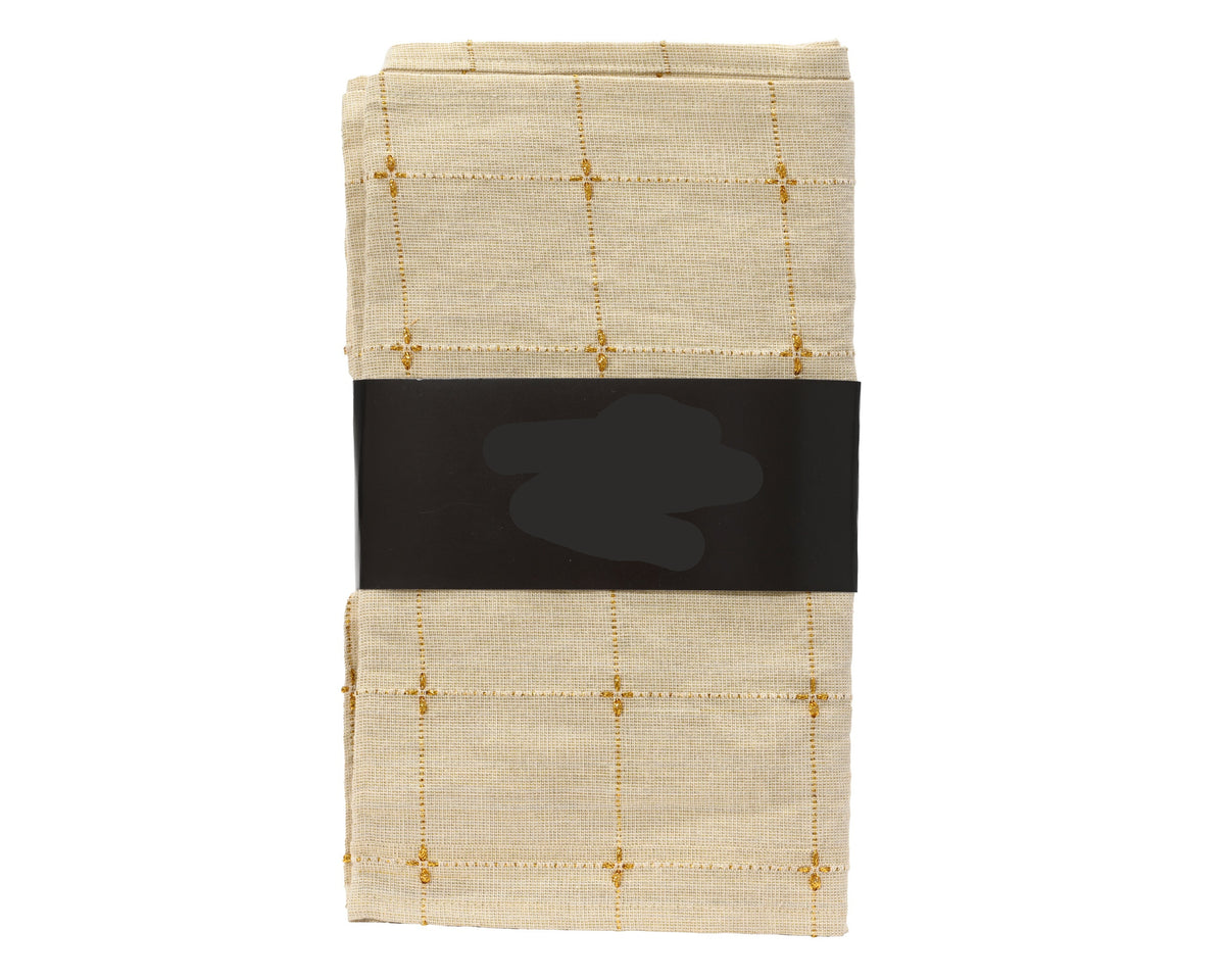 Runner di cotone con lurex dorato e cuciture | Rohome