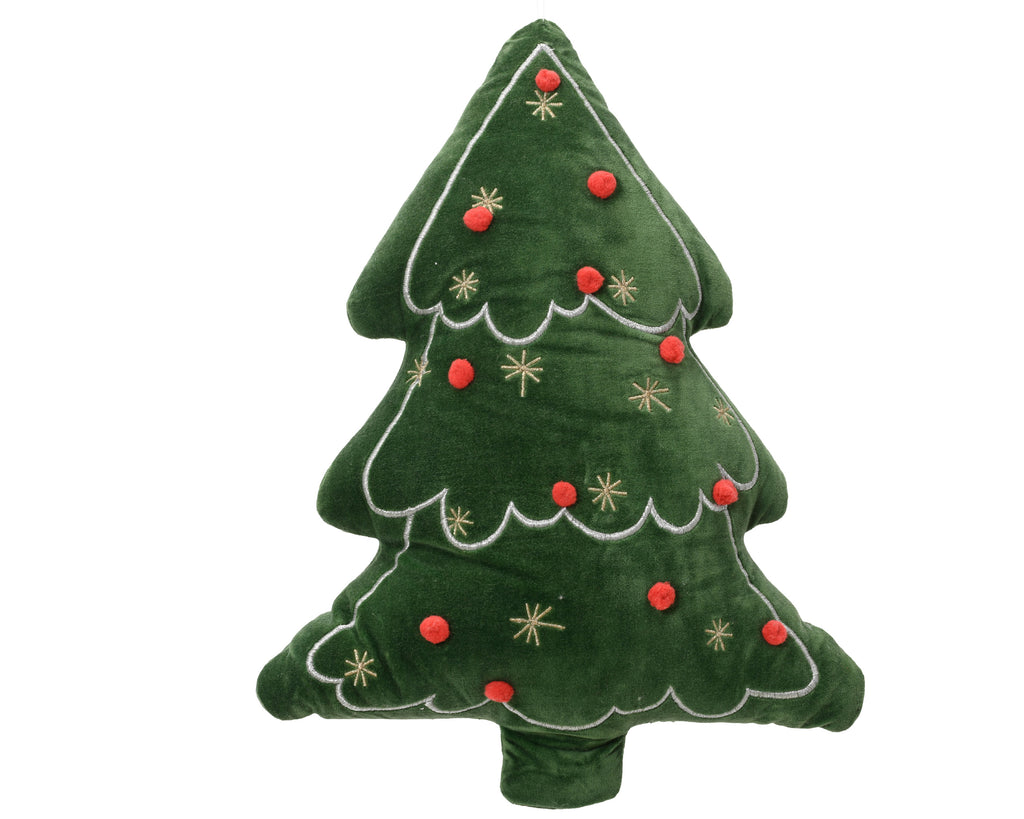 Cuscino albero in velluto di cotone con pompon. | Rohome
