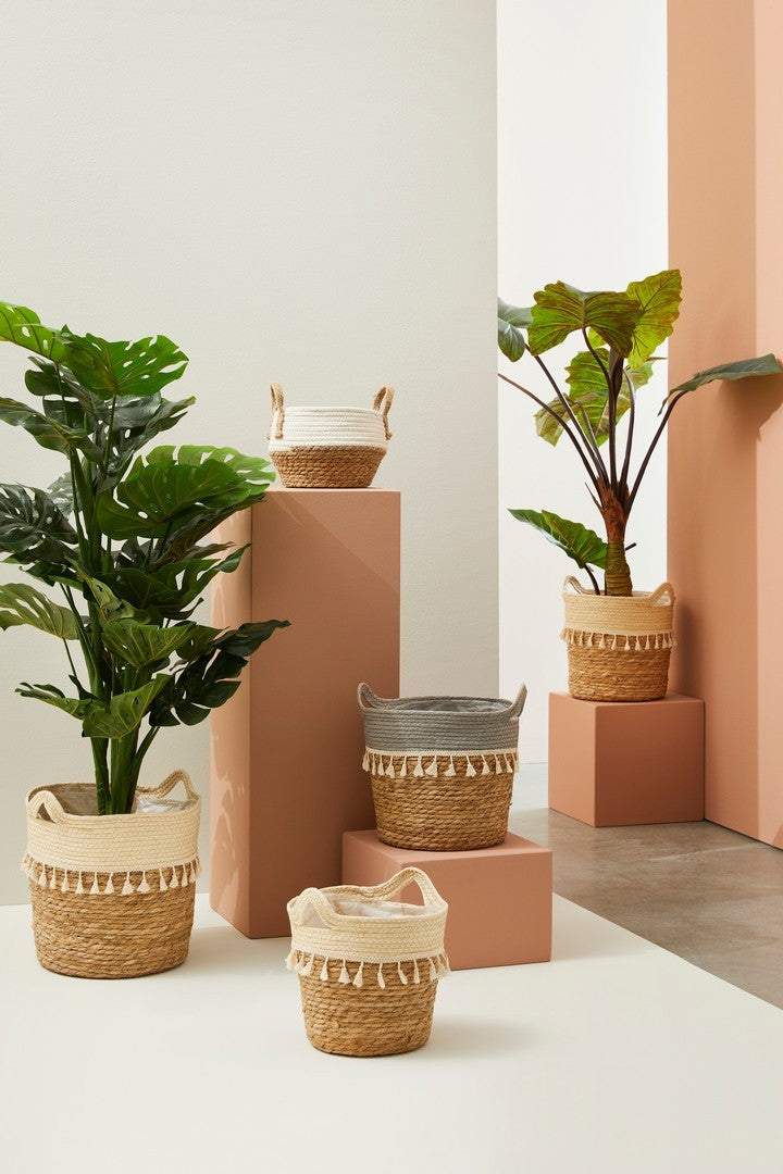 Cesto rotondo Bridget  colore naturale ed avorio | rohome