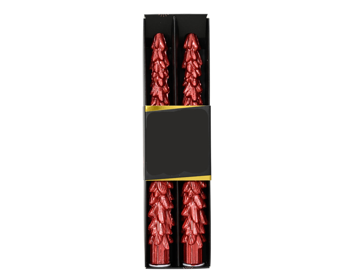 Set 2 candele a forma di albero di natale rosso | rohome