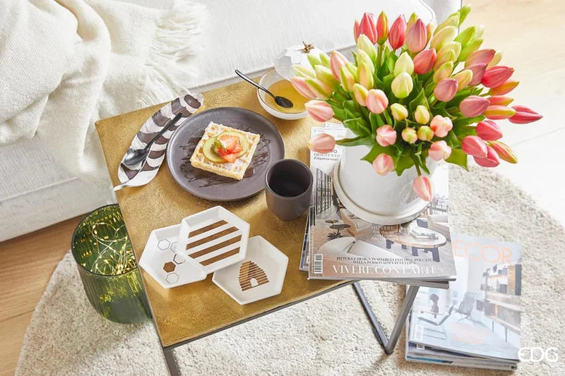 Edg - Mazzo di Tulipani giallo con foglie H40 | Rohome