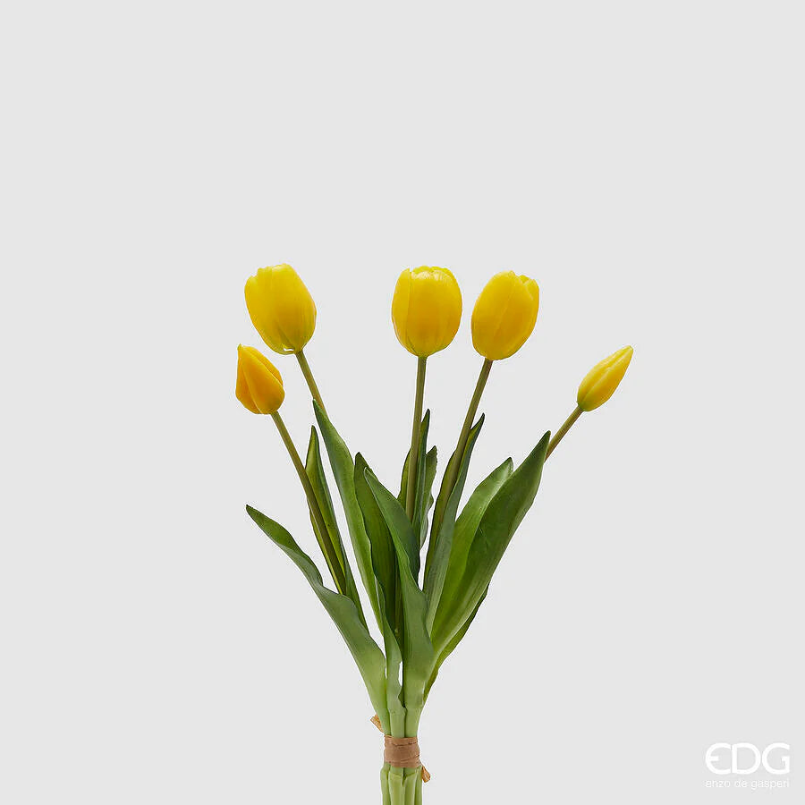 Edg - Mazzo di Tulipani giallo con foglie H40 | Rohome