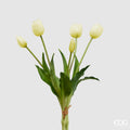 Edg - Mazzo di Tulipani bianco con foglie H40 | Rohome