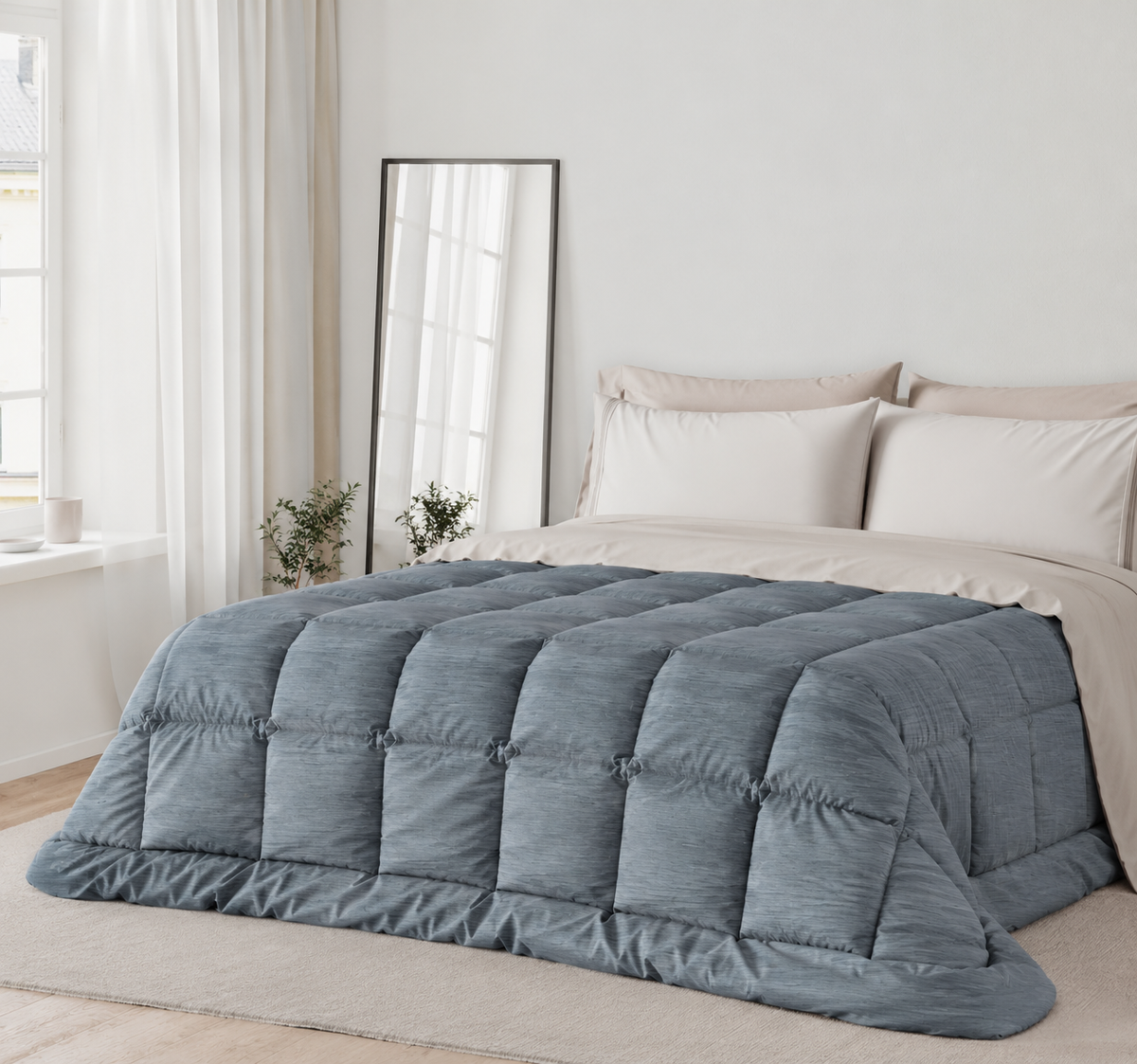 Trapunta matrimoniale in velluto jacquard millerighe | Rohome