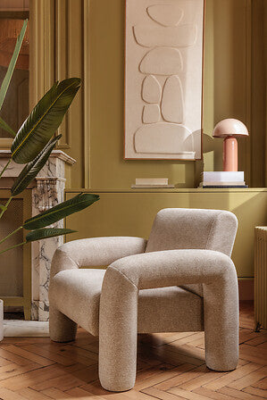 Poltrona in tessuto beige moderna | Rohome