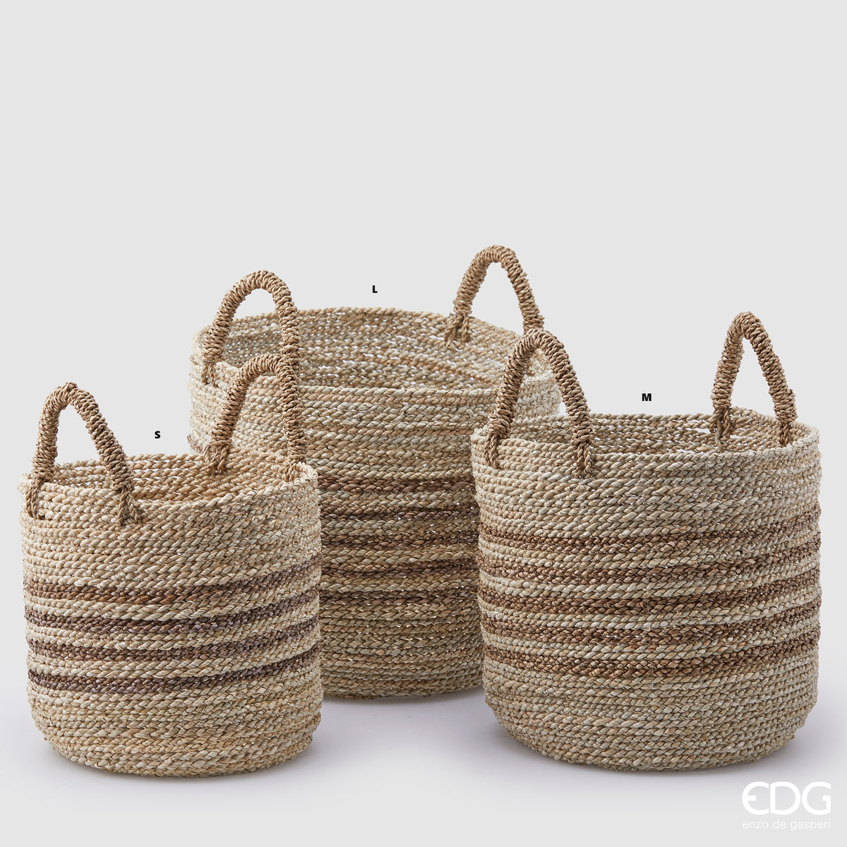 Edg - round brown striped basket with handle | rohome