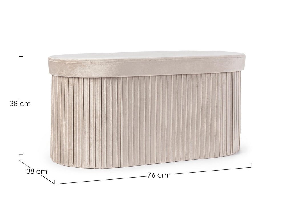 Panca contenitore pieghevole in velluto beige | Rohome