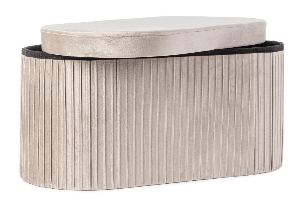 Panca contenitore pieghevole in velluto beige | Rohome