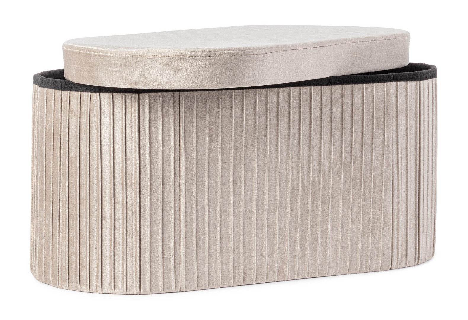 Panca contenitore pieghevole in velluto beige | Rohome