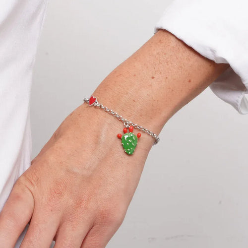 Bracciale in metallo con charm pala di fico d'india | Rohome