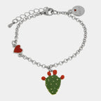 Bracciale in metallo con charm pala di fico d'india | Rohome