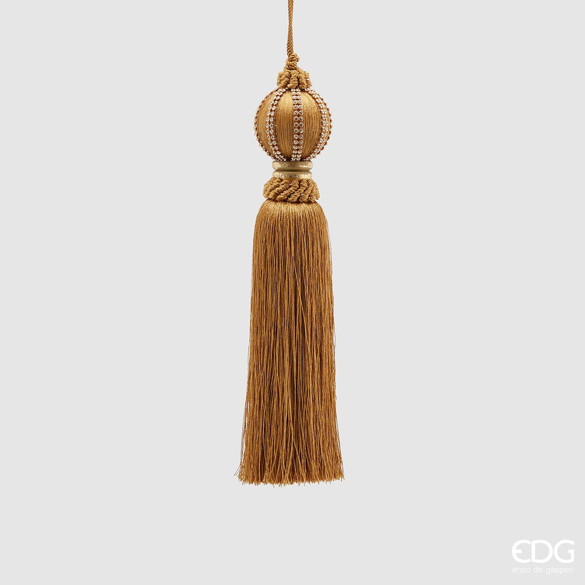 Edg - addobbo albero palla con nappa oro h27cm  | rohome