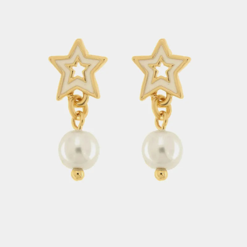 Orecchini in Metallo con pendenti stella e perla | Rohome