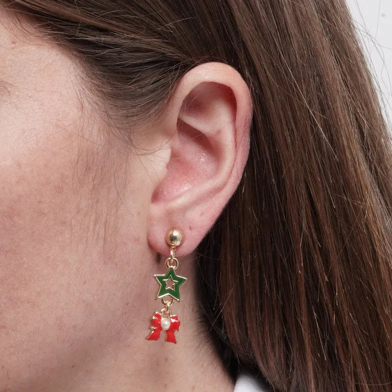 Orecchini in Metallo con pendenti stella e fiocco con perla | Rohome