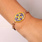 Bracciale in Metallo maiolica blu e gialla | Rohome