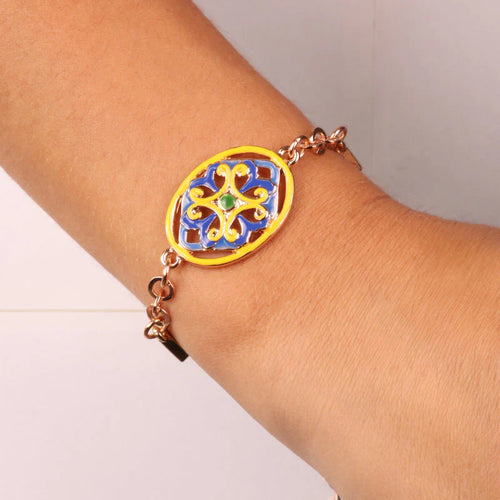 Bracciale in Metallo maiolica blu e gialla | Rohome