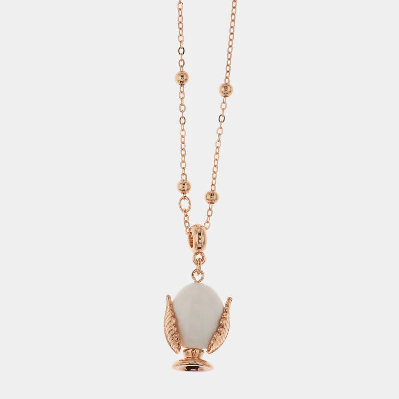 Collana in Metallo con pumo portafortuna smaltato bianco | Rohome