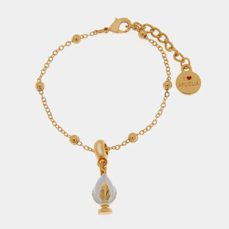 Bracciale in Metallo con pumo bianco | Rohome