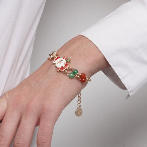 Bracciale in Metallo con babbo natale e perle | Rohome