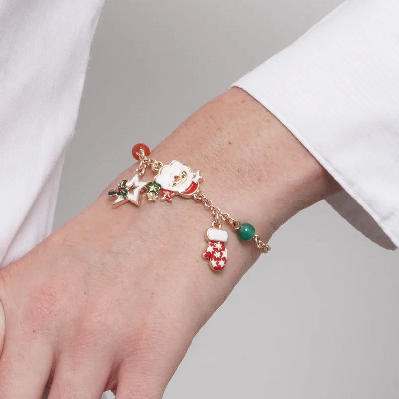 Bracciale in Metallo con babbo natale , stelle e calza | Rohome