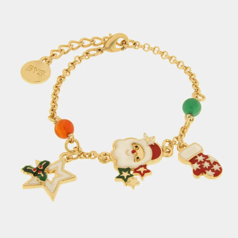 Bracciale in Metallo con babbo natale , stelle e calza | Rohome
